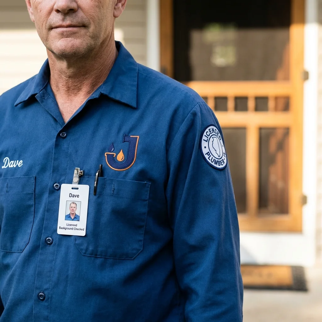 Licensed plumber showing ID badge in Montverde, FL