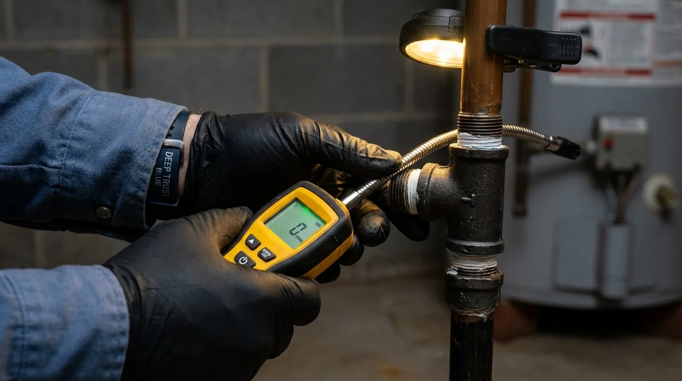 Gas leak detection with electronic sniffer by Johns Plumbing LLC in Montverde